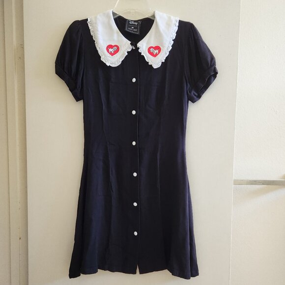 Disney x Lazy Oaf 101 Dalmatians Black Dress with Embroidered Collar Small - Picture 2 of 4